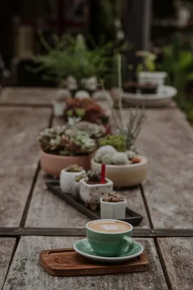 Latte art in a ceramic cup